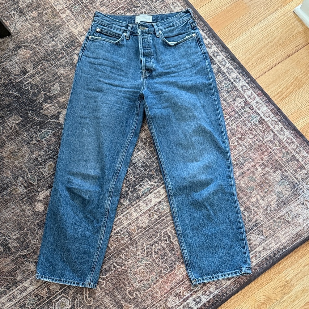 Everlane High-Rise Straight Leg Jeans in Medium Blue